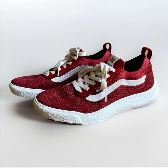 Vans Men's UltraRange Vr3 Port Red White Mesh Skate Trail Shoes Size 7.5 Comfort - Picture 1 of 13